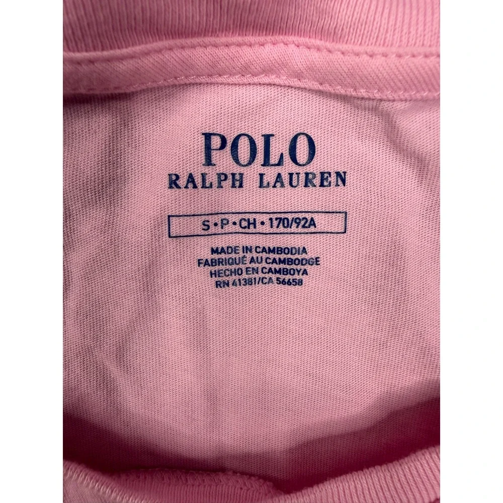 Polo Ralph Lauren Pink Cotton Short Sleeve T-Shirt Mens Small Blue Pony Logo